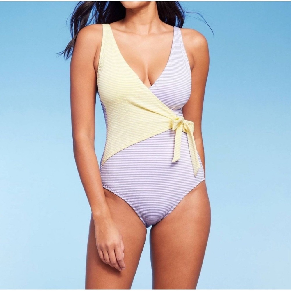 Kona Sol Front Wrap Full Coverage OnePiece Swimsuit‎ Small Sz XL